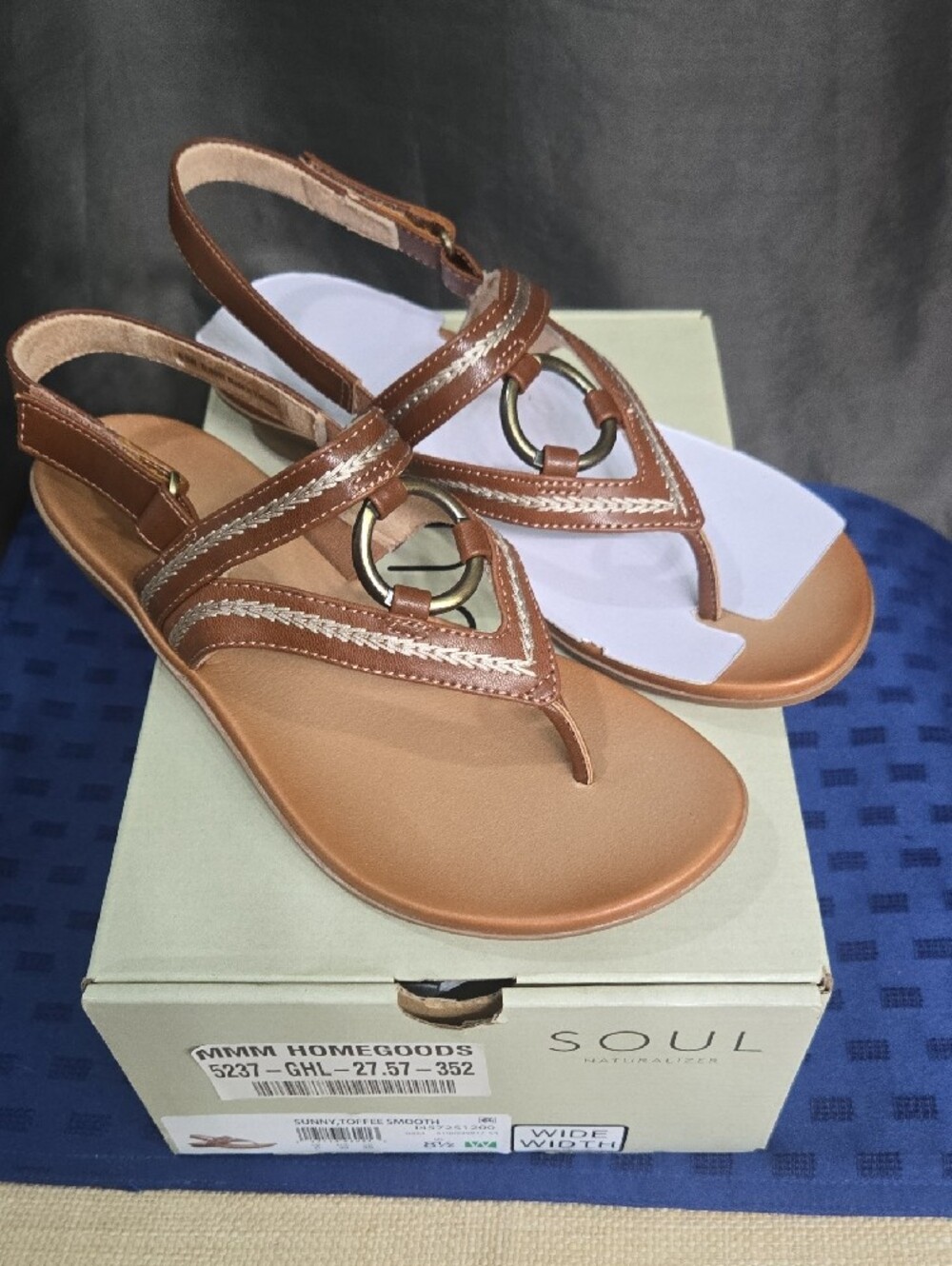 SOUL Naturalizer Women's Brown Tan Braided T-Strap Slingback Sandals - Picture 8 of 14